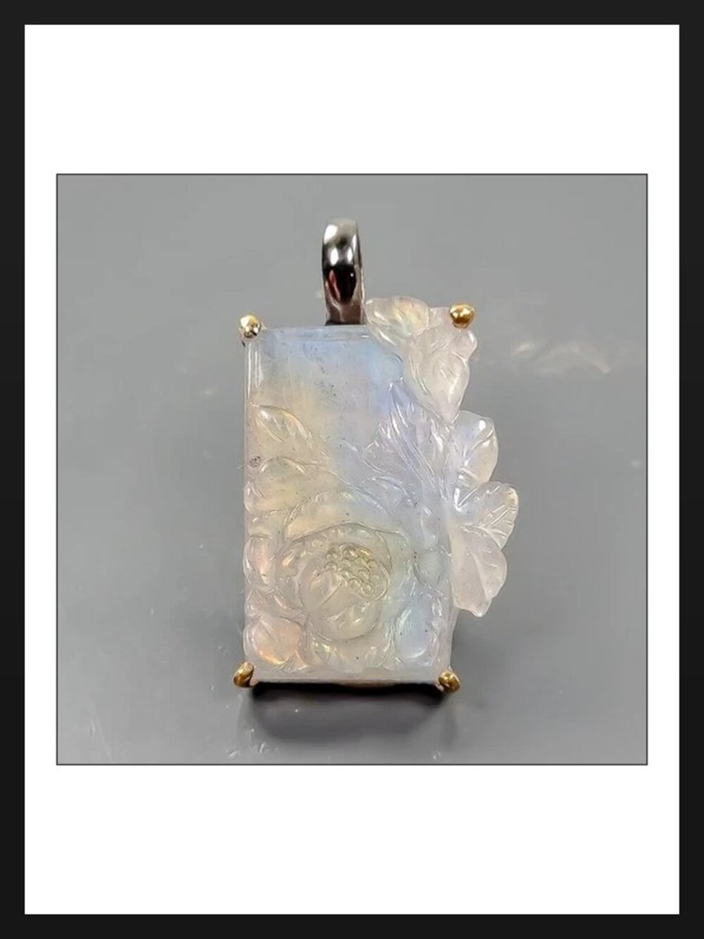 Necklace Hand Carved 32 ct+ Natural Labradorite Pendant 925